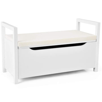 Shoe Storage Bench with Cushion, Entryway Storage Benches, End of Bed Bench, Wood Shoe Bench with Seat, 34" L×15"