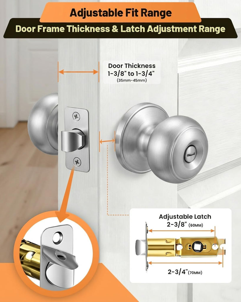 Brushed Nickel Door Knobs, 1 Pack Privacy Door Knobs Interior