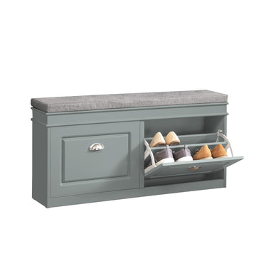 Grey Storage Shoe Bench with 2 Flip Drawers, Hidden Shoe Bench, Free Standing Shoe Rack, Shoe Cabinet, Hallway