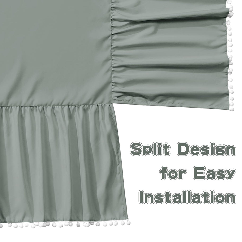 Crib Bed Skirt Gray Pompom Ruffled Dust Ruffle 28x52 Inch 14 Drop