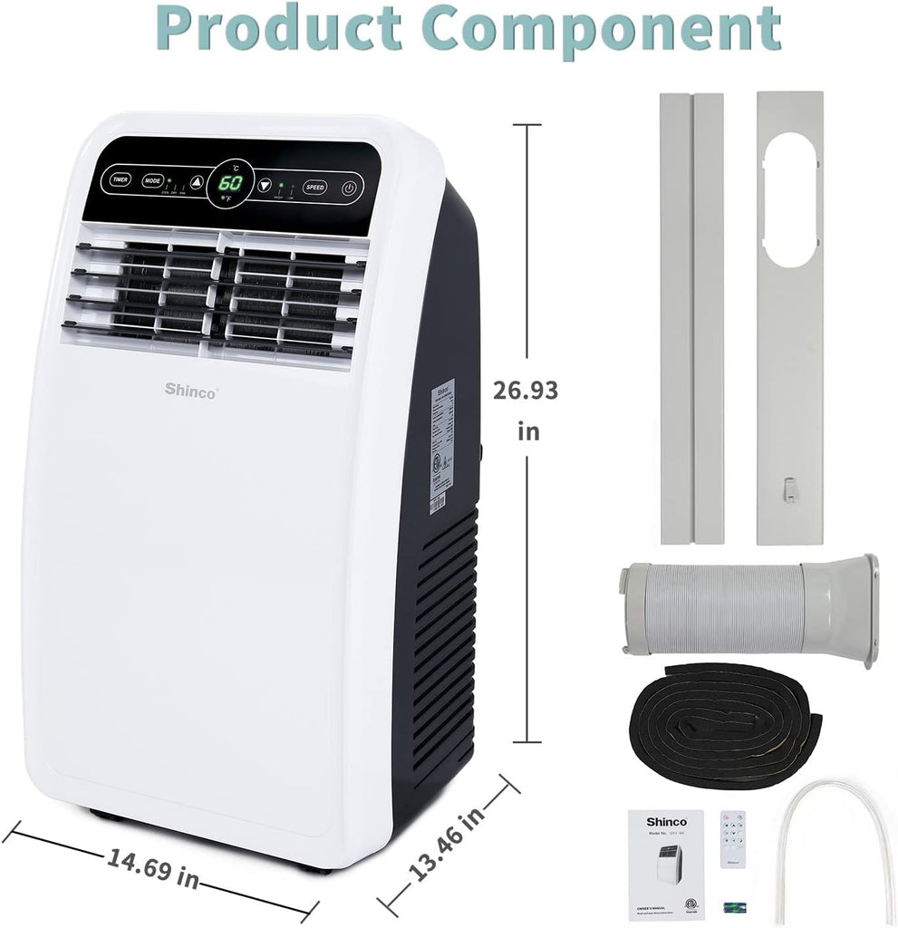 8,000 BTU Portable Air Conditioner, AC Unit with Built-in Cool, Dehumidifier & Fan Modes for Room up to 350 sq.ft