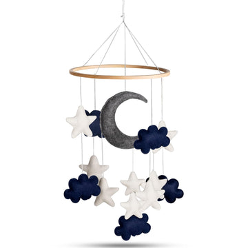 Baby Mobile - Blue Moon, Stars & Clouds Crib Mobile for Boys