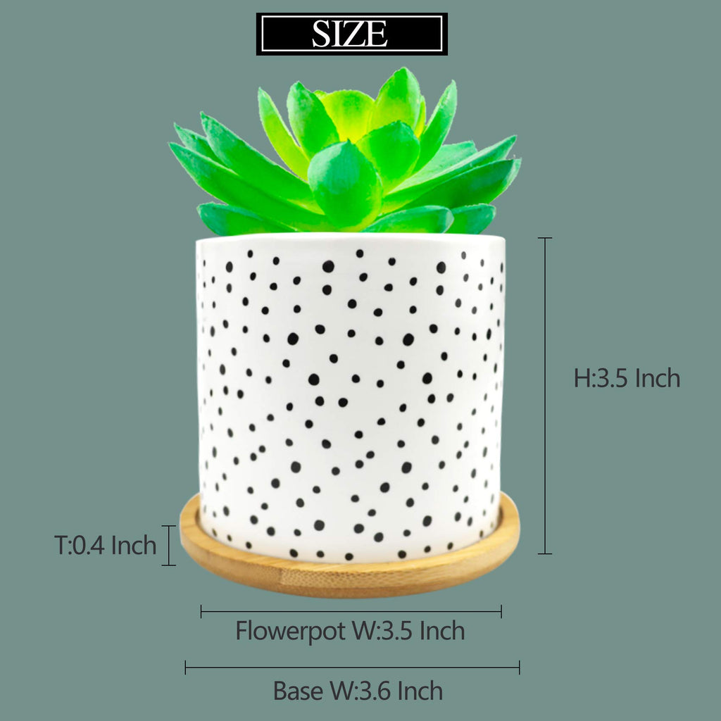Succulent Planters with Drainage, Geometric Patterned, Minimalist Design 3.5 Inch Small Succulent Pots, Ceramic Flower