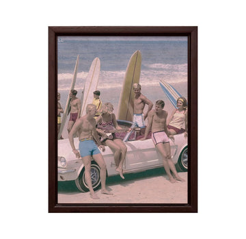Surfers on a Beach Canvas Poster - Vibrant Coastal Wall Art, Perfect Beach Decor, Great Gift for Surfing Enthusiasts