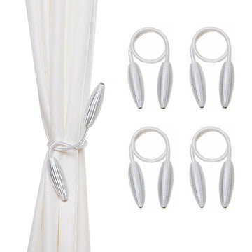 White Curtain Holdbacks Decorative Curtain Tiebacks, Set of 4
