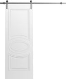 Mela 7001 | Interior Single Sliding barn Door, no Glass, MDF, 36x96, White, Classic Style | Hardware