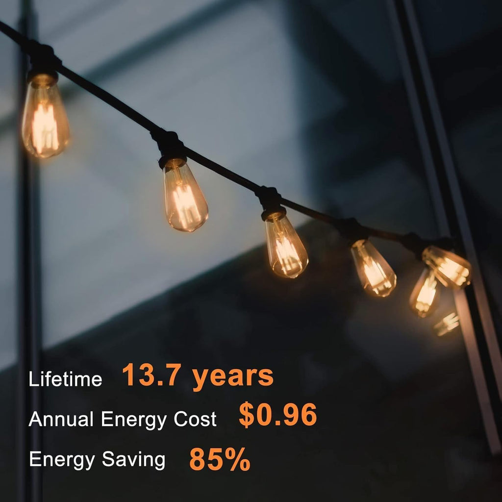 12 Pack Vintage LED Edison Amber Light Bulbs, 60W Equivalent, Dimmable, 8W, 800 Lumens, 2200K Soft White, ST58, E26