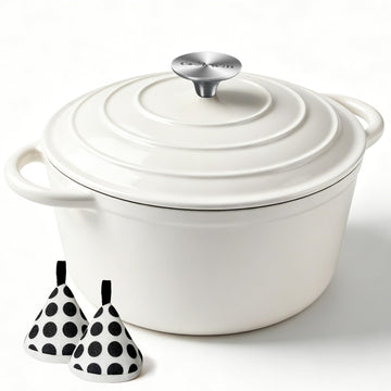 6 Quart Enameled Cast Iron Dutch Oven with Lid, Heavy Duty Cast Iron Pot for Braising, Stews, Roasting, Soup