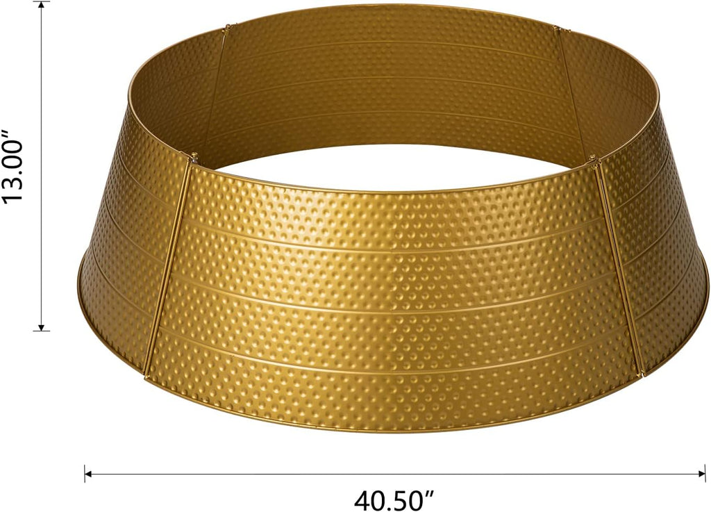 Adjustable Hammered Metal Christmas Tree Collar Decorations, 40.5" D, Gold, Large (GH31066)