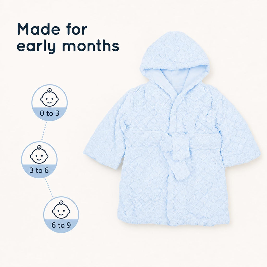 Unisex Grey Baby Fleece Robe with Hood for Boys and Girls Months