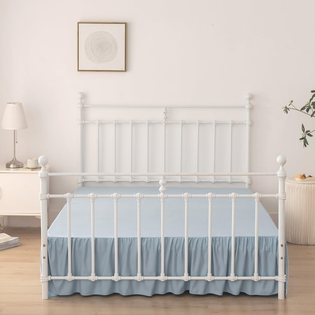 Bed Skirt Queen Size 14 Inch Drop Ruffled Bed Skirt with Split Corners