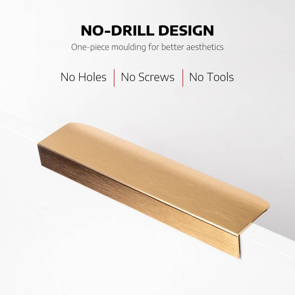 Adhesive Cabinet Finger Pulls Brushed Gold 5.9" Length