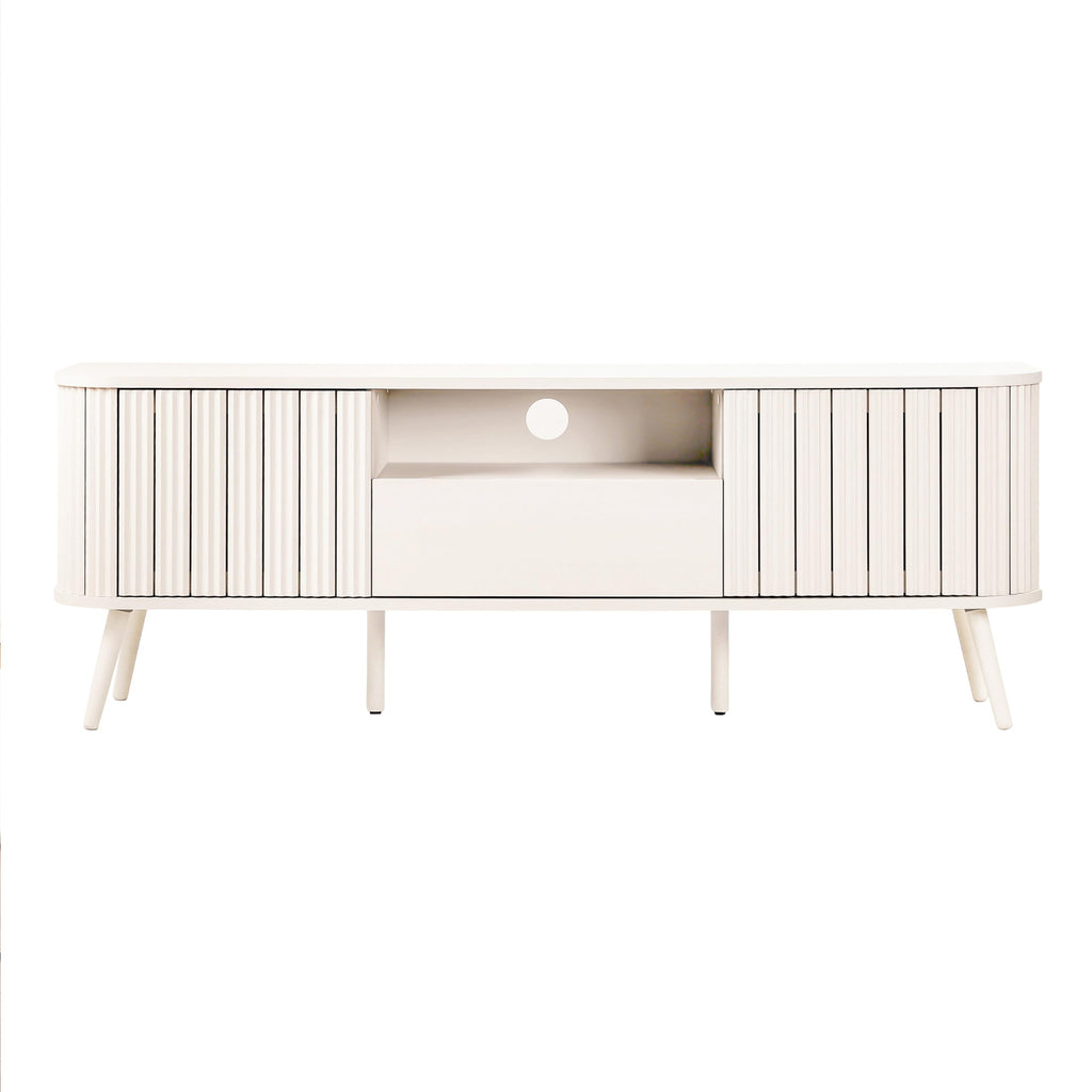 Damien 70" Curved Fluted TV Stand for TVs Up to 75", Off-White