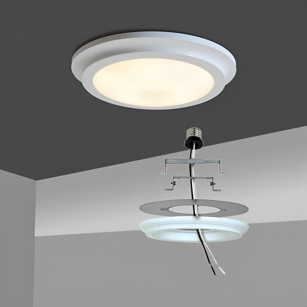 12, Recessed Lighting Converter Kit, 8" Diameter, White Plastic Medallion, Set of 2