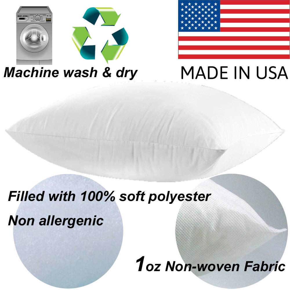 2 Pack Pillow Insert 26x26 Hypoallergenic Square Form Sham Stuffer Standard White Polyester Decorative Euro Throw