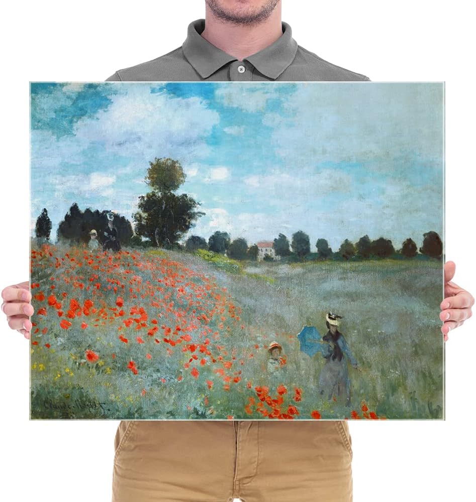 The Poppy Field Near Argenteuil Canvas Prints Wall Art of Claude Monet Famous Oil Paintings Reproduction Classic