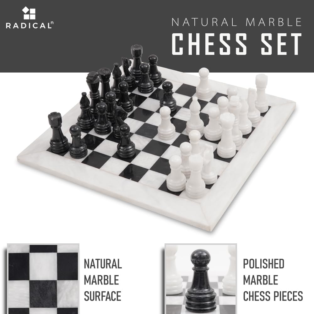 Marble Chess Set 15" Luxury Board Game & Chess Sets for Adults - Set of 32