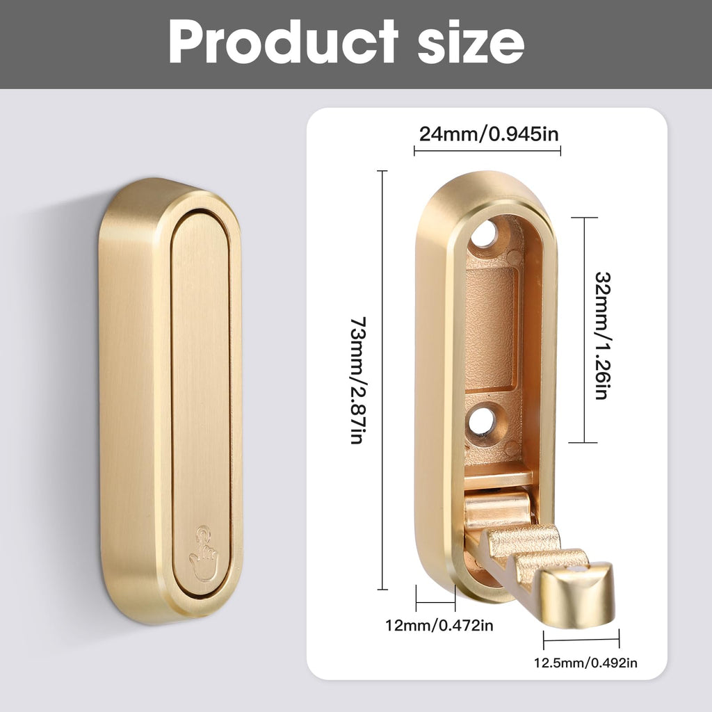 Folding Coat Hooks, Gold, 6 Pack, Wall Hook, Hanging Towels Clothes Bag