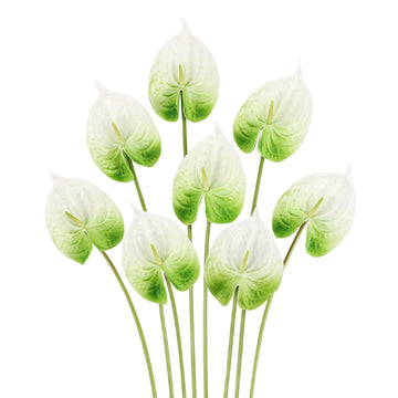 8PCS Artificial Anthurium 24.8'' PU Real Touch Tropical Faux Anthurium with Long Stems for Wedding Bouquet Home Party