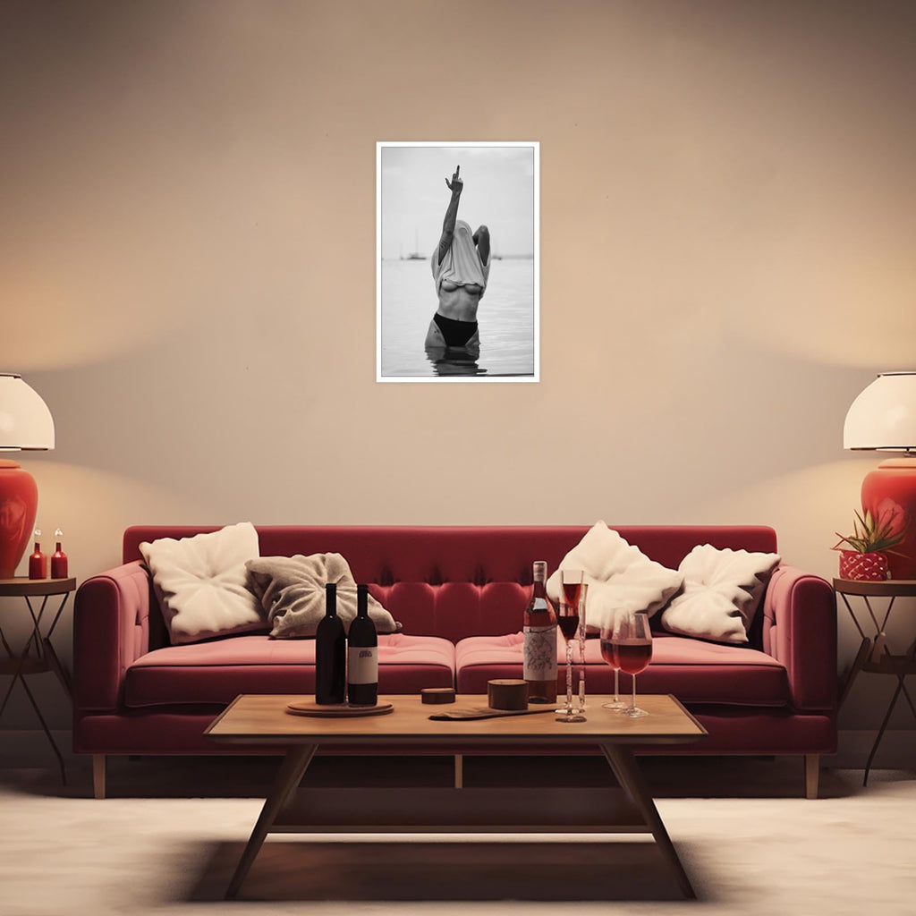 Retro Feminist Middle Finger Posters Black And White Canvas Wall Art Trendy Photography Photo Art Print Sexy woman