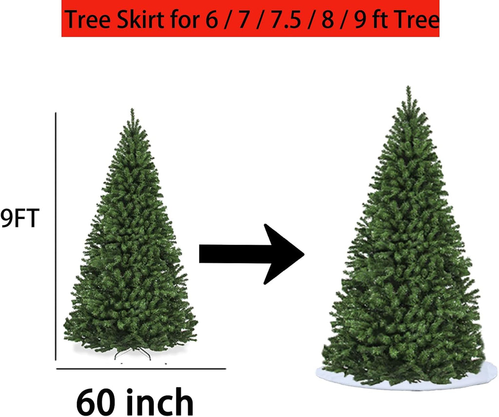 60 Inch White Christmas Tree Skirt, Large Fur Christmas Tree Skirt
