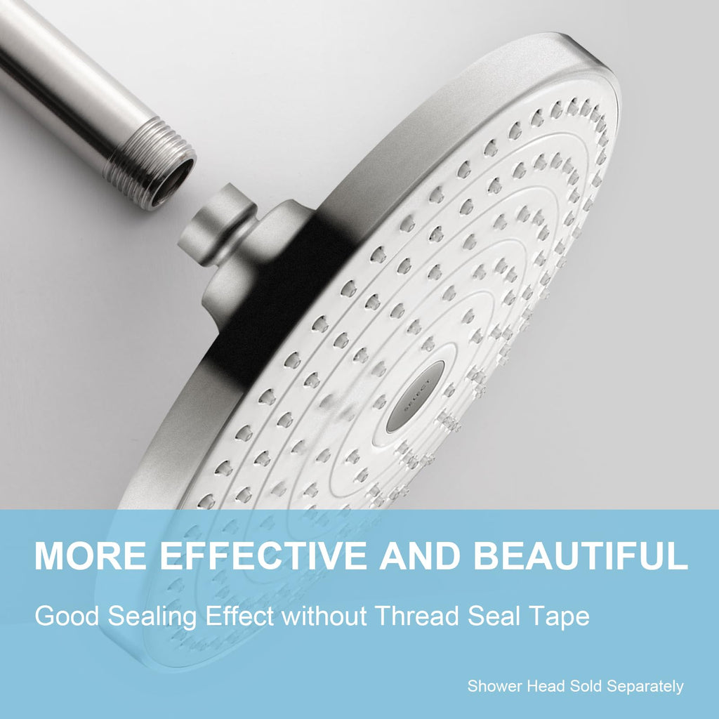 Shower Arm with Flange, 24 in Brushed Nickel Ceiling Mount Replacement Rain Shower Head Straight Arm Ceiling-Mounted