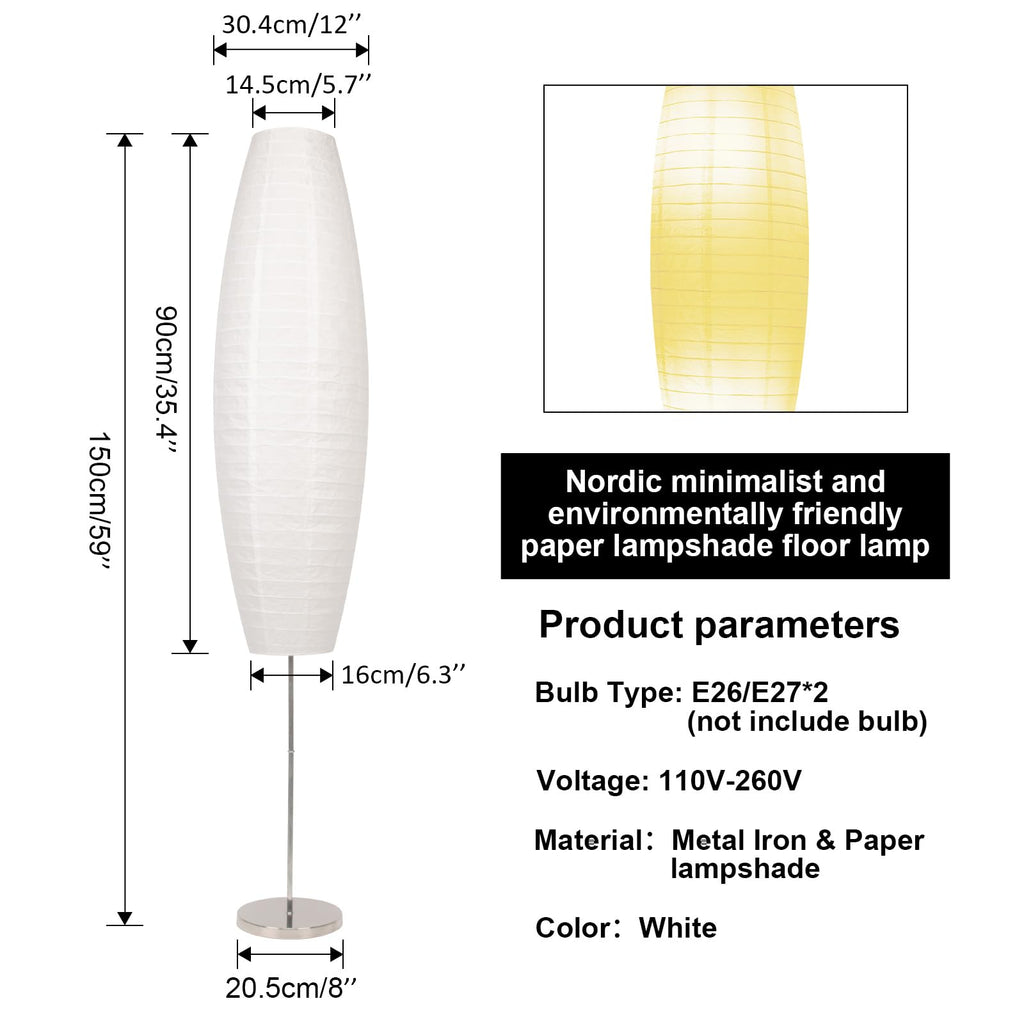 Paper Floor Lamp, Rice Paper Lamp, Japanese Floor Lamp Rice Shade -Beige(Oval)