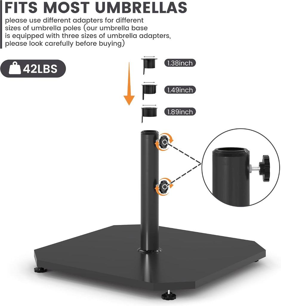 Umbrella Base 40lbs with Stainless Steel Umbrella Tube, Heavy Duty Steel Umbrella Stand, Black