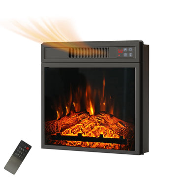 18" Electric Fireplace Insert, Recessed Fireplace Heater with Low Noise, Remote Control with Timer, Touch Screen