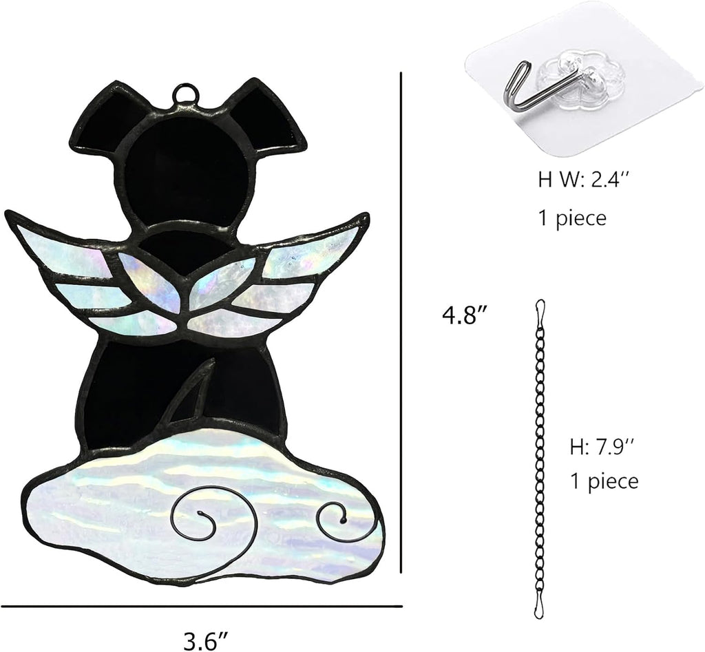 Stained Glass Angel Wings Dog Memorial Gifts for Loss of Dog Sympathy Bereavement Gift Suncatcher, Rainbow Bridge Pet