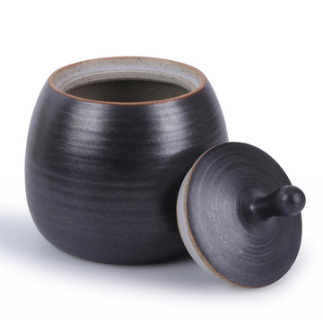 Kitchen Canisters Retro Ceramic Jar with Airtight Lid Black
