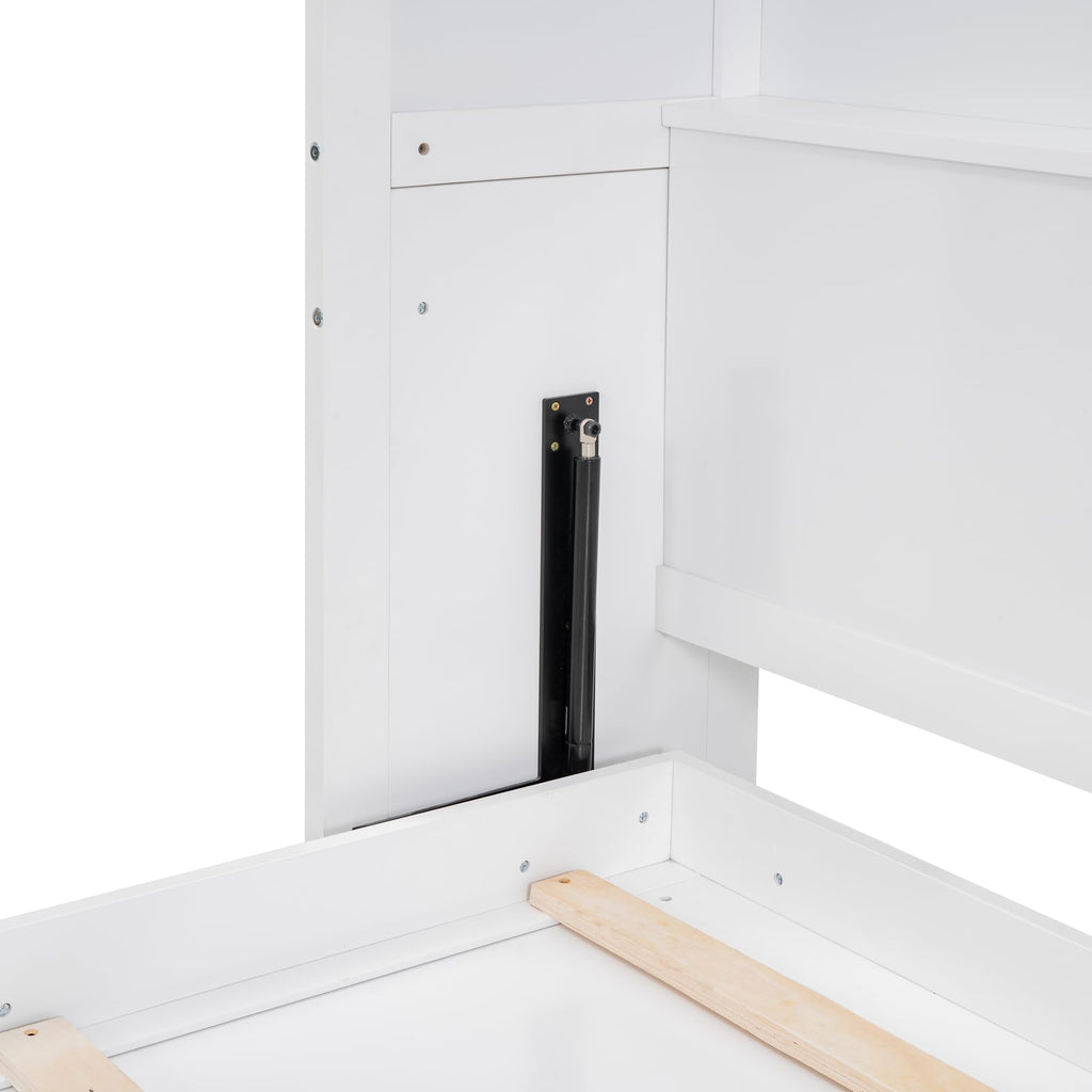 Queen Murphy Bed, Solid Wood Vertical Murphy Wall Bed Cabinet, Space-Saving for Small Spaces Office Guest Room