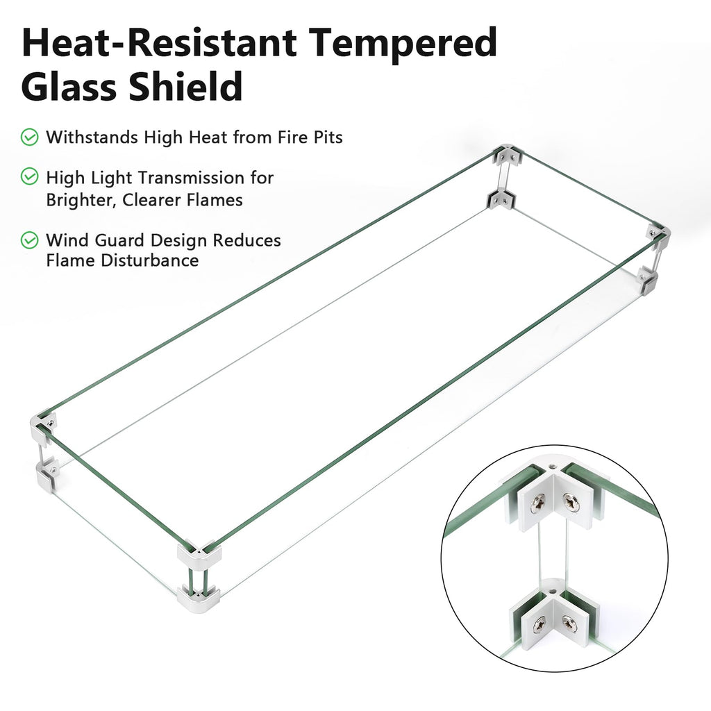 Upgraded 36 x 12 Inch Rectangular Drop-in Fire Pit Burner Kit