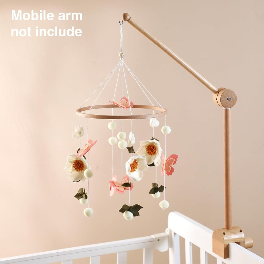 Baby Crib Mobile for Boys and Girls, Floral Mobile for Crib, Butterfly and Flower Nursery Decor, Crib Hanging Toy