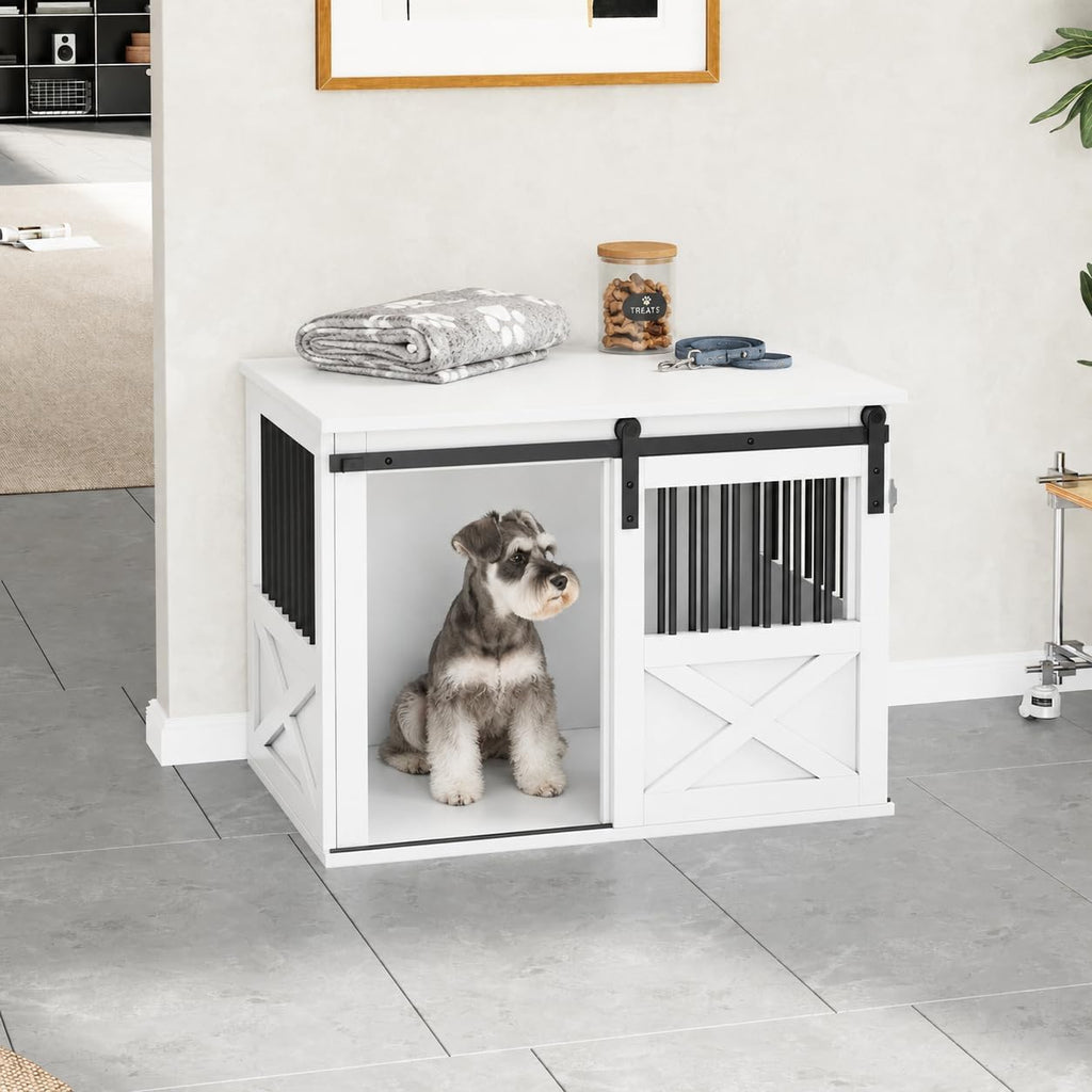 Wooden Dog Crate Furniture, Big Kennel Pet Cage End Table for Indoor