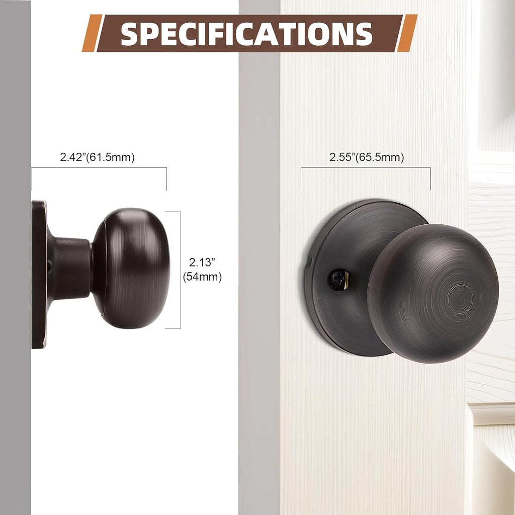 4 Pack Single Dummy Door Knobs Oil Rubbed Bronze Half Dummy Door Knob for Closet Round Interior Door Knob Pull Door