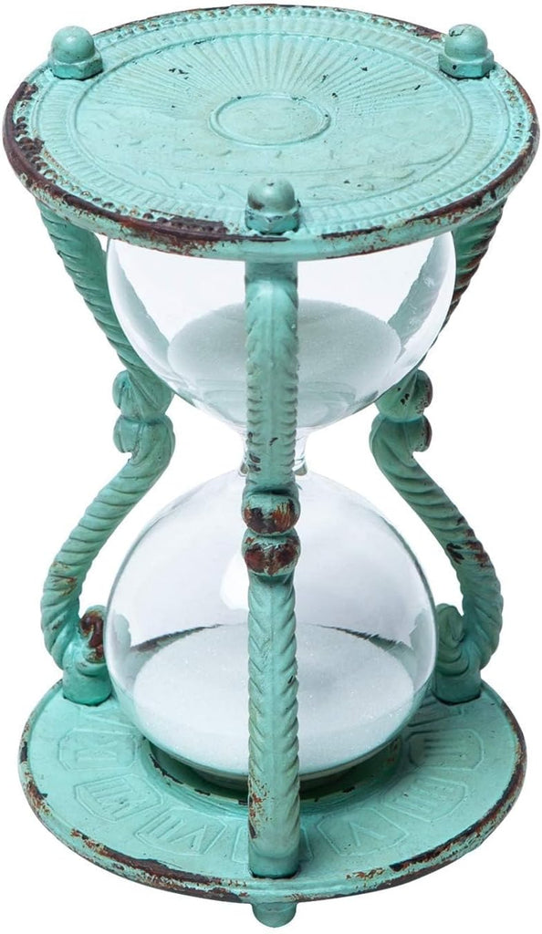 Rustic 6-Minute Hourglass Sand Timer, Vintage Distressed Sand Clock, Rustic Sand Watch with White Sand, Antique