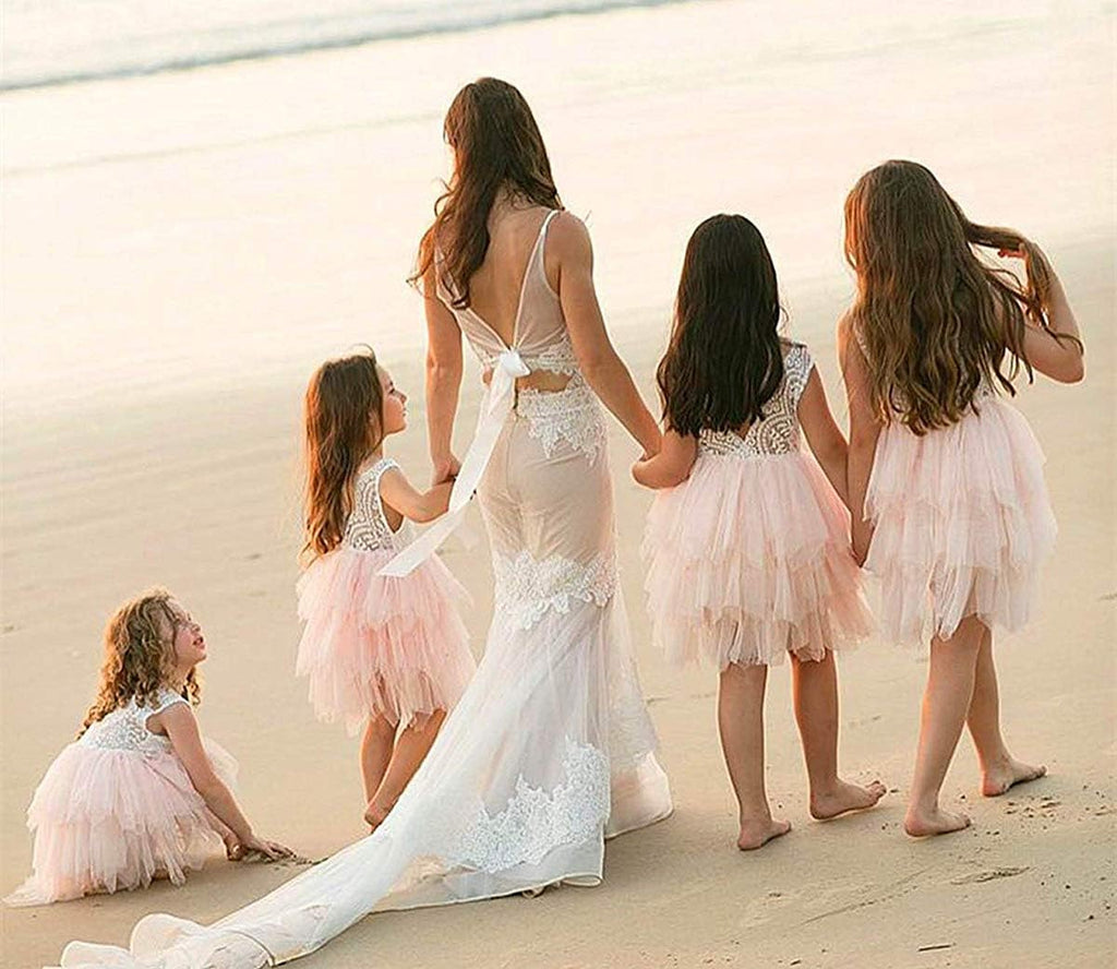 Backless A-line Lace Back Flower Girl Dress