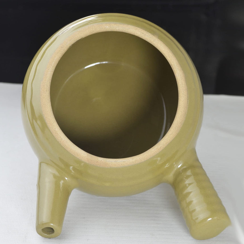 Casserole Clay Pot with Spout Ceramic Olive Glazed Jar 1.5qt Slow Simmer
