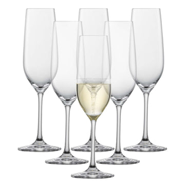 Forté Champagne Flute (Set of 6), Champagne Glasses with Effervescence Point, Dishwasher-Safe Machine-Made Tritan