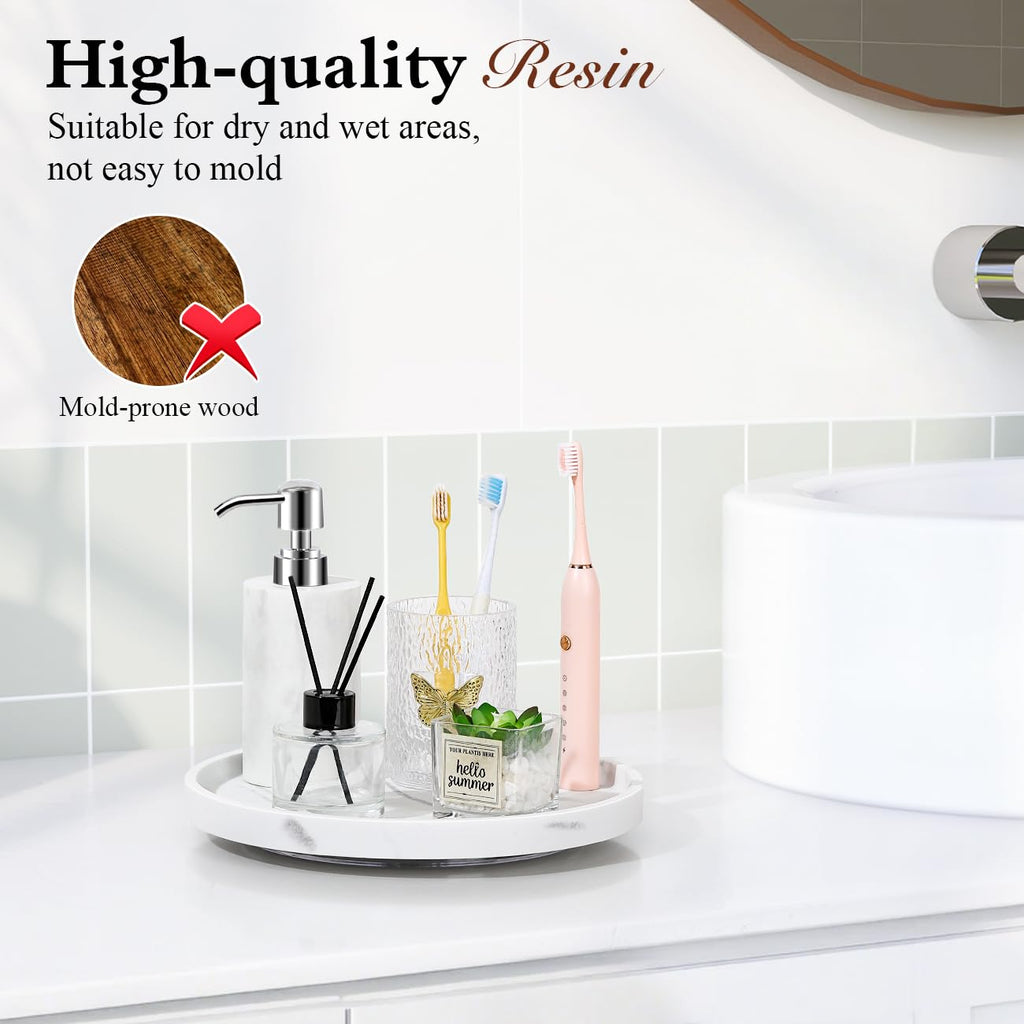 10.63" Resin Turntable Lazy Susan for Table Top, Gravel White
