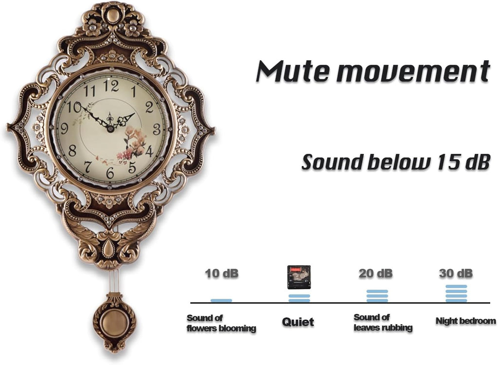 Aero Snail Retro Wall Clock with Pendulum, European Victoria Mid Century Style