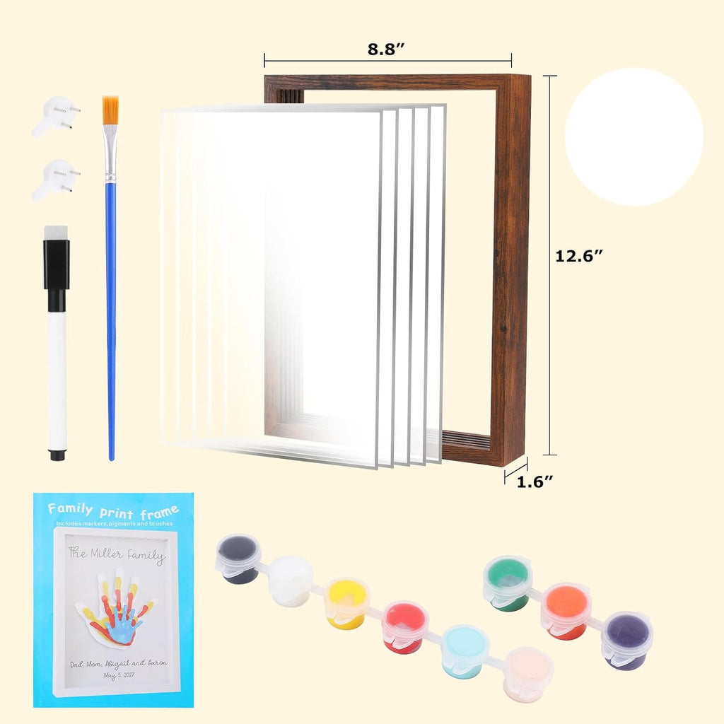 Family Handprint Kit for 5,DIY Craft Family Memories Keepsake Art Baby Newborn Hand and Footprint Wooden Frame Decor