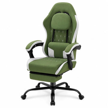 Gaming Chair for Adults, Fabric Gaming Chair with Footrest and Pocket Spring Cushion, Ergonomic Gamer Chair with