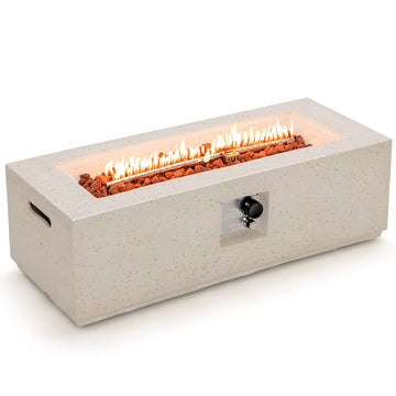 50, 000 BTU Outdoor Fire Pit Table, 42" Rectangle Terrazzo Propane Gas Fire Table with Auto-Ignition, Stainless Steel