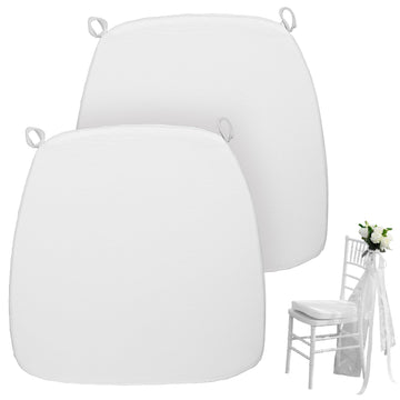 2 Pieces Wedding Ballroom Chair Cushion 15 x 15 Inch, White