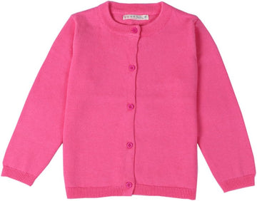 Crewneck Cardigan Long Sleeve Children Button Cotton Sweater Uniform Sweaters for Little Girls