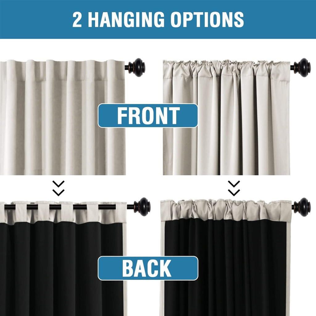 100% Blackout Curtains for Bedroom with Black Liner Full Room Darkening Curtains 84 Inch Long Thermal Insulated Back
