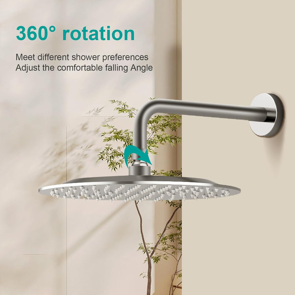 All Metal Rain Shower Head - Heavy Duty Stainless Steel, Easy Install, High Water Flow