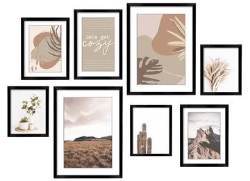 Gallery Wall Frame Set, 8 Pack Neutral Wall Decor, Black, Large